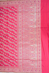 Real Zari Handloom Kadhua Banarasi Katan Silk Saree - Jaangla - Red Blue Minedar