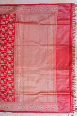 Real Zari Handloom Kadhua Banarasi Katan Silk Saree - Jaangla - Red