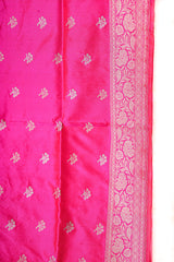 Handloom Kadhua Banarasi Katan Silk Saree - Butidar - Pink Sona Rupa Floral
