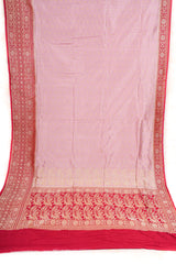 All Gold Zari Banarasi Shalu Pastel Pink Real Zari Saree- Real gold zari