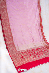 All Gold Zari Banarasi Shalu Pastel Pink Real Zari Saree- Real gold zari