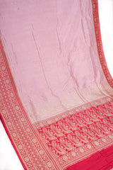 All Gold Zari Banarasi Shalu Pastel Pink Real Zari Saree- Real gold zari