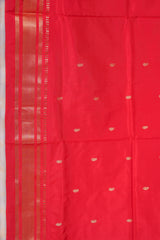 Handloom Paithani Silk Saree - Classic Pallu - Red