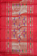 Handloom Paithani Silk Saree - Classic Pallu - Red