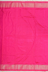 Handloom Ikat Silk Saree-Pink Elephant and Parrot Motif