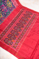 Handloom Double Ikat Silk Saree- Fuldani Blue Patola Motif