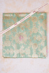 Handloom Banarasi Brocade Silk Fabric - Pastel Blue