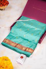 Handloom Paithani Silk Saree - Pastel Blue