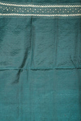 Handembroidered Kantha Silk Saree - Bottle Green