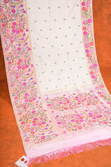 Handloom Paithani Silk Saree - Off White Floral All Over