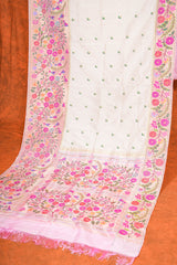 Handloom Paithani Silk Saree - Off White Floral All Over
