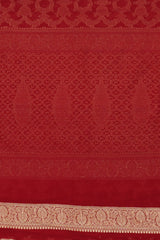 Handloom Georgette Banarasi Silk Saree - Jaal - Red Bandhani