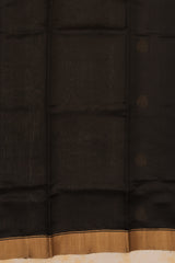 Handloom Cotton Silk Chanderi Saree Black Gold Floral Buta