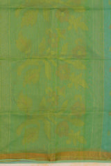 Handwoven Blue Green Muslin Jamdani Saree
