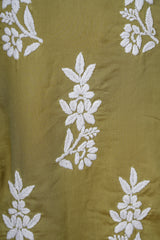 Chikankari Fine Modal Cotton Kurta - Mehendi Green