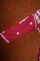 Chikankari Final Mul Cotton Kurta - Red
