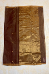 HOV HANDLOOM CHANDERI TISSUE SILK SAREE - LEAF BUTA - COFFEE BROWN RED MEENA
