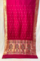 HOV EXCLUSIVE HANDLOOM PAITHANI SILK SAREE - SINGLE MUNIYA - DEEP PINK - 026