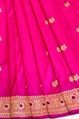 All Gold Zari Handloom Kadhua Banarasi Katan Silk Saree - Small Butidar - Chameli Buti
