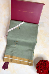 HOV HANDLOOM CHANDERI COTTON SILK SAREE - FOUR LEAF - 122