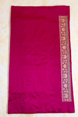 HOV HANDLOOM PURE ZARI BANARASI KATAN SILK SAREE - BUTIDAR - FLORAL KILVER - DEEP PINK - 140
