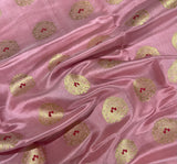 Handloom Silk Chanderi Saree Tree Buta All Over - Pastel Pink