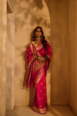 All Gold Zari Handloom Kadhua Banarasi Katan Silk Saree - Small Butidar - Chameli Buti