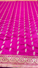 Handloom Kadhua Banarasi Shalu Saree - Sangita Laxmi- Pink Green
