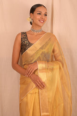 Handloom Tissue Silk Chanderi Saree Antique Gold