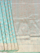 HOV EXCLUSIVE HANDLOOM KADHUA BANARASI KATAN SILK SAREE - KONIYA PAISLEY BUTA - PASTEL GREEN - 135