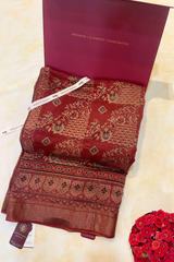 HOV AJARAKH HAND-BLOCK PRINT SAREE - NATURAL DYES - TUSSAR SILK WITH MULBERRY - 019