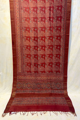 HOV AJARAKH HAND-BLOCK PRINT SAREE - NATURAL DYES - TUSSAR SILK WITH MULBERRY - 019