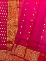 HOV HANDLOOM CHANDERI KATAN SAREE - TRADITIONAL BORDER - 110