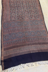 HOV AJARAKH HAND-BLOCK PRINT SAREE - NATURAL DYES - TUSSAR SILK WITH MULBERRY - 019