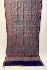HOV AJARAKH HAND-BLOCK PRINT SAREE - NATURAL DYES - TUSSAR SILK WITH MULBERRY - 019