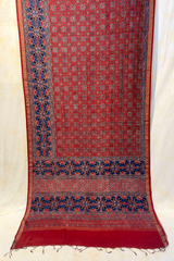 HOV AJARAKH HAND - BLOCK PRINT SAREE - VEGETABLE NATURAL DYES - COTTON SILK MULBERRY - 018