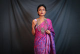Handloom Leheriya - Violet Pink Tussar Silk Saree
