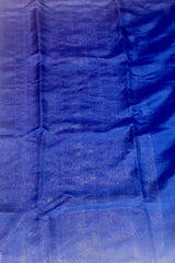 Handloom Silk Chanderi Saree - Mini Round Buta With Red Mina - Dark Blue