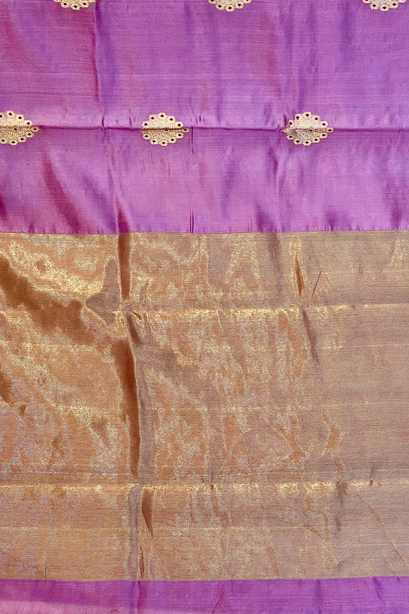 Handloom Silk Chanderi Saree - Fukdani Buta -Lilac