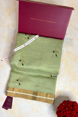 HOV HANDLOOM CHANDERI COTTON SILK SAREE- FOUR LEAF - 122