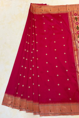 HOV EXCLUSIVE HANDLOOM PAITHANI SILK SAREE - SINGLE MUNIYA - DEEP PINK - 026