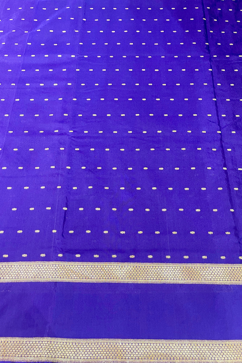 Handloom Kadhua Banarasi Saree - Purple Silver Buti