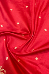 HOV EXCLUSIVE HANDLOOM KADHUA BANARASI KATAN SILK SAREE - ELEPHANT JUNGLE - RED - 127