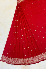 HOV EXCLUSIVE HANDLOOM KADHUA BANARASI KATAN SILK SAREE - ELEPHANT JUNGLE - RED - 127