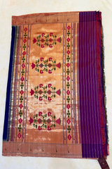 HOV EXCLUSIVE HANDLOOM PAITHANI SILK SAREE - SINGLE MUNIYA - MIDNIGHT BLUE - 025