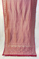 HOV HANDLOOM BANARASI KATAN SILK SAREE - BROCADE - RED - 131