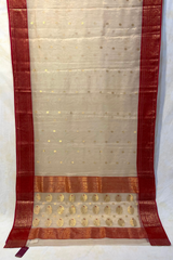 HOV HANDLOOM CHANDERI TISSUE KATAN SAREE - TRADITIONAL BORDER - 111