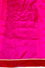 Handloom Chanderi Silk Saree Sun Flower Buta With Red Mina - Hot Pink