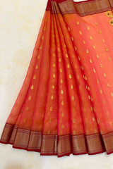 HOV HANDLOOM CHANDERI KATAN SAREE - TRADITIONAL BORDER - 110