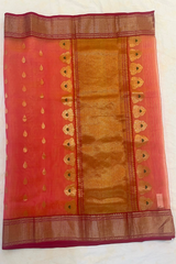 HOV HANDLOOM CHANDERI KATAN SAREE - TRADITIONAL BORDER - 110